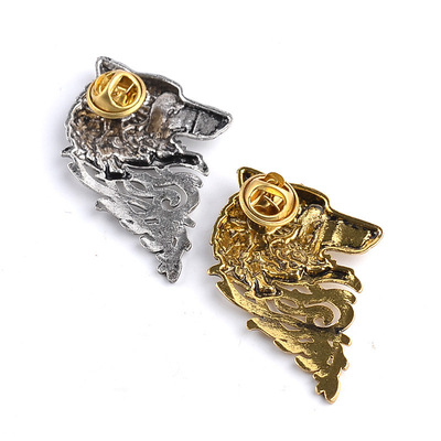 欧美饰品个性男士西装领针扣霸气狼头胸针Targaryen刺马针