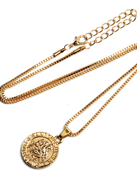 亚马逊Christophe流行时尚投票二圆圈大王吊坠项链配饰TEMU现货