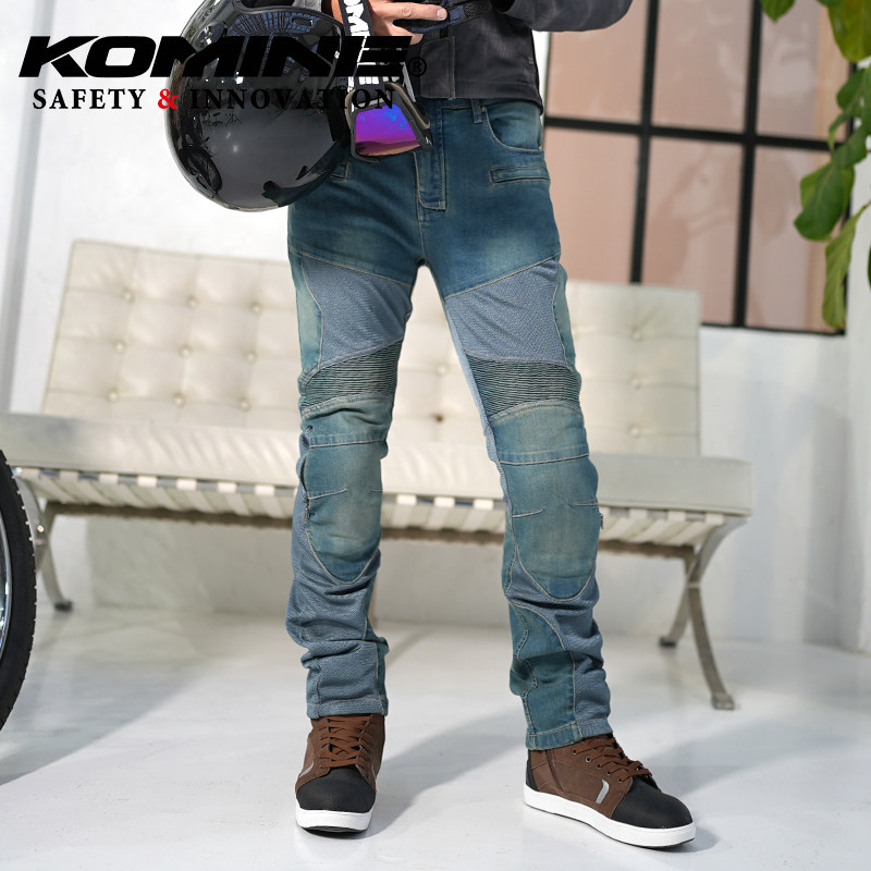 KOMINE夏季骑行裤防摔透气牛仔裤