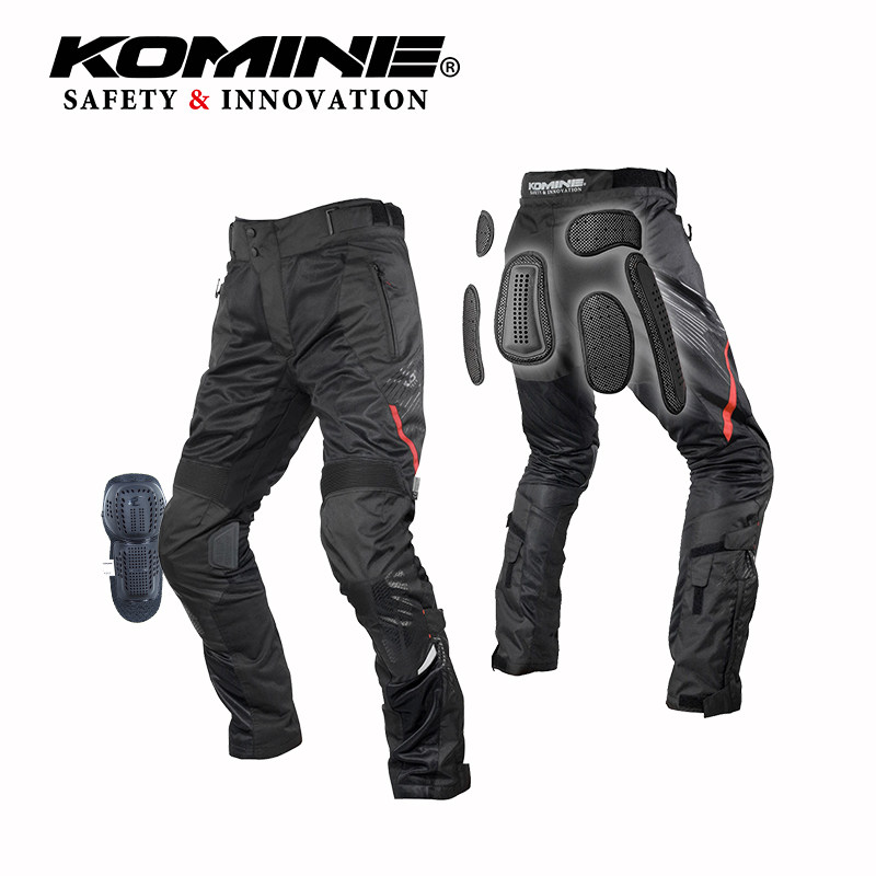 KOMINE夏季摩托车带尾骨等护具防摔3D网眼透气轻薄骑行裤男PK-745