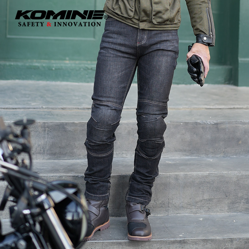 komine春夏秋高腰男女骑行牛仔裤