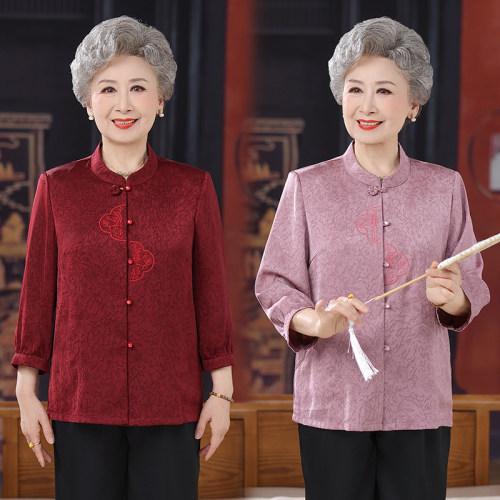 母亲节礼物奶奶夏装唐装衬衫