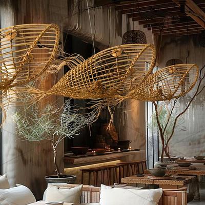 新中式竹编鱼灯创意吊灯