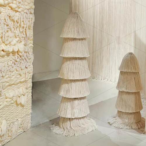 设计师装饰落地灯客厅民宿氛围布置样板间侘寂风手工编织毛线灯具