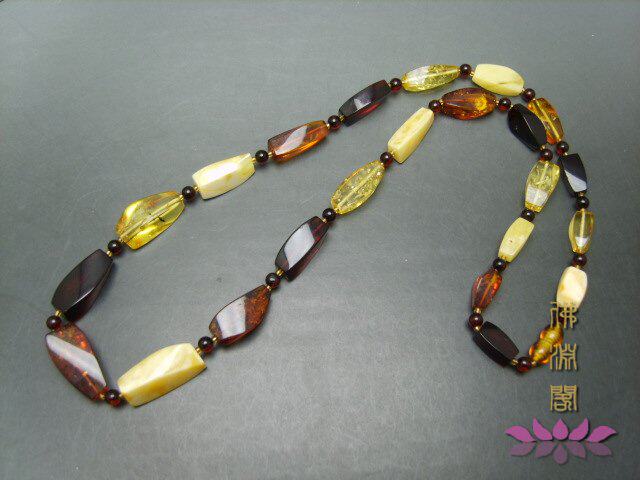 【佛渊阁】独家原创 天然蜜蜡琥珀随形原料块组合多宝项链/毛衣链