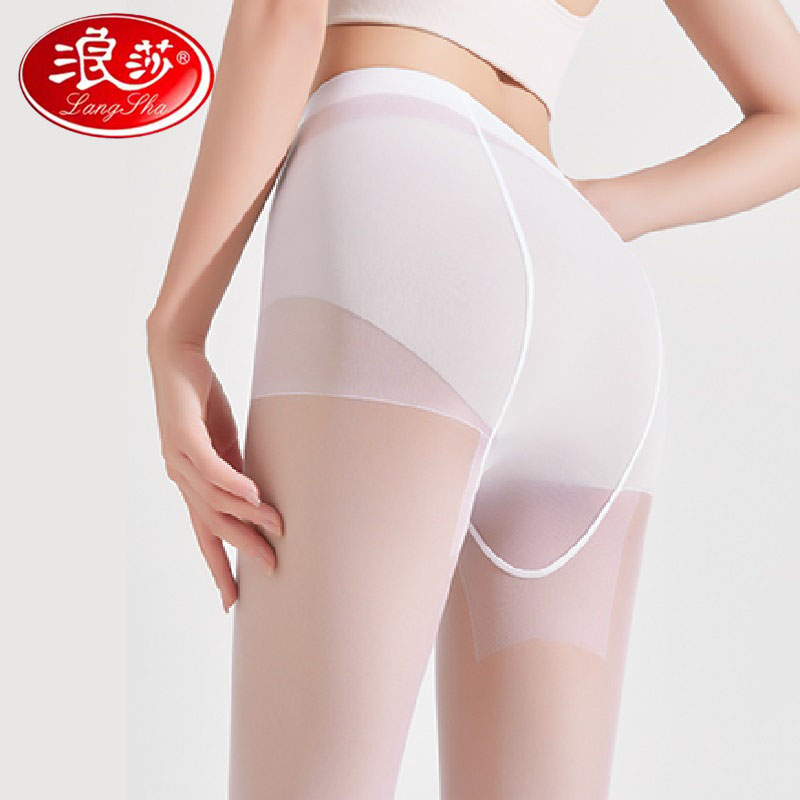 浪莎丝袜女夏季成人超薄款防勾丝性感隐形连脚长筒袜白色舞蹈袜子