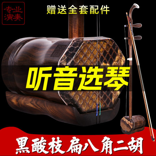 阿诺古夷苏木扁八角二胡黑酸枝木二胡琴可拉二泉大音量专业演奏