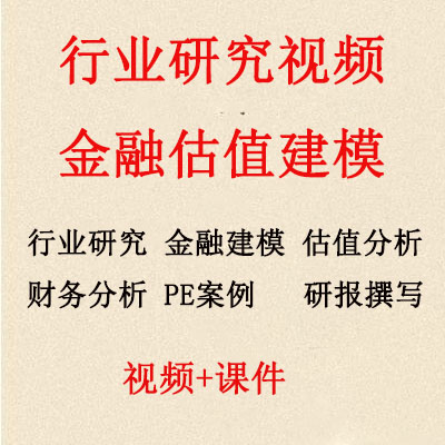 行业研究分析与金融财务建模视频 金融建模 PE案例 估值 行业报告