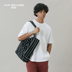 向岛毛巾条纹单肩包女大容量2026新款 25413RS001 休闲度假通勤包