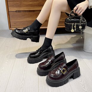 2025秋季新款圆头高跟(5-8cm)2025年冬季PU一脚