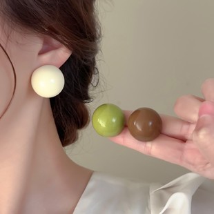 彩豆豆耳钉女多巴胺韩版 夸张耳针高级感小清新耳环小众设计感耳饰