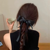 法式 优雅蝴蝶结飘带发夹高颜值马尾一字夹女时尚 后脑勺弹簧夹发卡