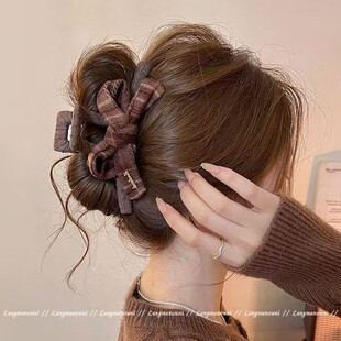 大号蝴蝶结鲨鱼夹女美拉德抓夹秋冬百搭后脑勺盘发神器高级感发饰