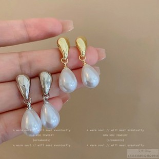 新中式 复古巴洛克水滴形珍珠耳钉女气质网红轻奢高级感耳环耳饰女