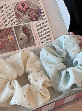 简约清新满天星布艺大肠发圈纯色烫钻大号头花丸子头发绳马尾头绳