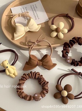 7根装韩国网红简约发圈气质头绳女新款皮筋扎马尾高弹力耐用发绳