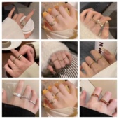 个性 高级轻奢食指戒时尚 百搭指环配饰 戒指女开口设计感套装 新款