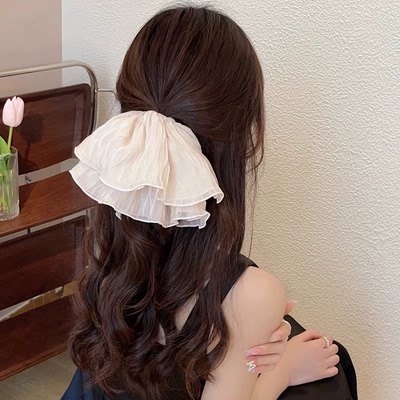 超大号褶皱网纱双层大肠发圈女