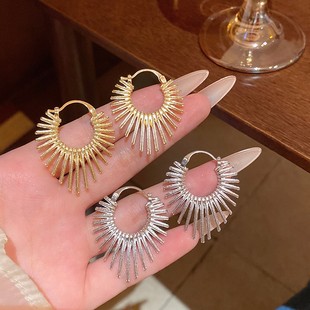 欧美夸张设计感线条桃心耳扣女时尚 高级感爱心耳环耳饰品 气质个性