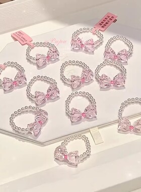 少女心事手工珍珠蝴蝶结食指戒