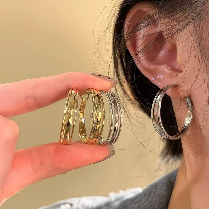 欧美夸张菱形高级感轻奢圈耳环