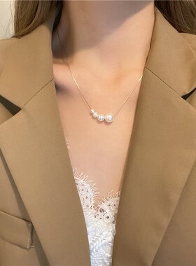 日韩ins简约四颗珍珠项链