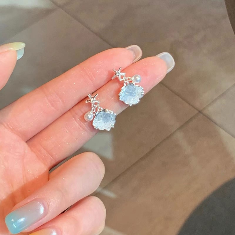 贝壳高级感轻奢气质碎冰蓝水晶