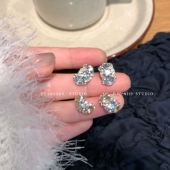 轻奢风潮时尚 排钻气质高级感耳环女个性 百搭小众设计感耳钉耳饰品