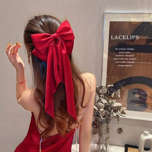 韩式新娘头饰红色缎面夸张大蝴蝶