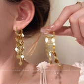 爆闪独特菱形流苏耳环女轻奢高级感金色耳坠秋冬夸张大气独特耳饰