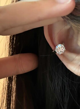 爆闪精致轻奢锆石设计师款满钻圆形耳夹无耳洞闪亮高级感气质耳饰