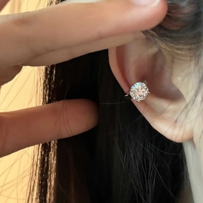 爆闪精致轻奢锆石圆形耳夹