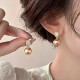 美拉德摩卡金棕珍珠耳钉女秋冬复古耳环时尚 百搭设计超闪水钻耳饰