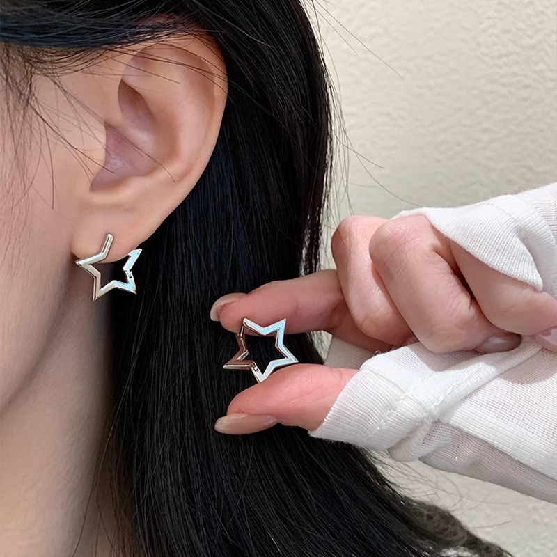 立体折角五角星耳钉高级感时尚