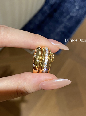 Lumos Shiny 金色满天星满钻设计感简约百搭高级感戒指女 R009
