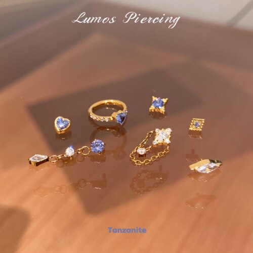 Lumos Reverie系列 坦桑色内螺旋F136钛合金耳钉耳骨钉耳圈双耳洞