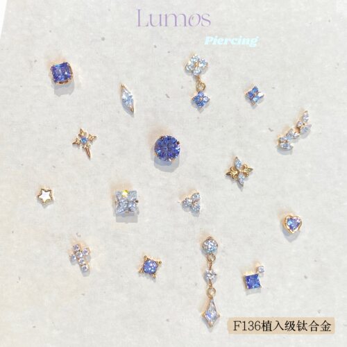 Lumos Viole系列 坦桑色内螺旋F136钛合金耳钉耳骨钉Flat耳蜗免摘