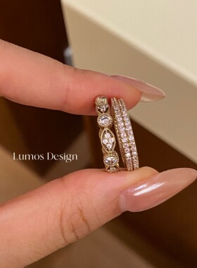 Lumos 风物诗 咖啡金简约设计感高级感时尚戒指满钻戒指女R011