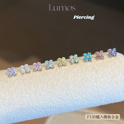 Lumos 花屿 四叶草内螺旋钛合金耳钉防过敏耳骨钉flat养耳洞 T092