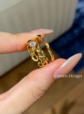 Lumos 爱心印记  金色简约设计感高级感叠戴小众设计戒指女 R007
