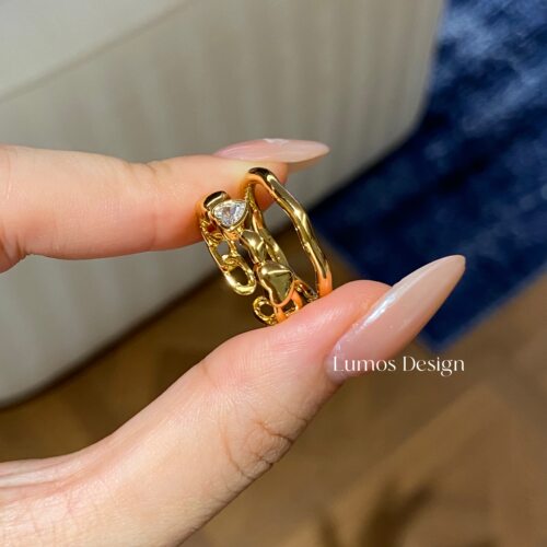Lumos 爱心印记  金色简约设计感高级感叠戴小众设计戒指女 R007