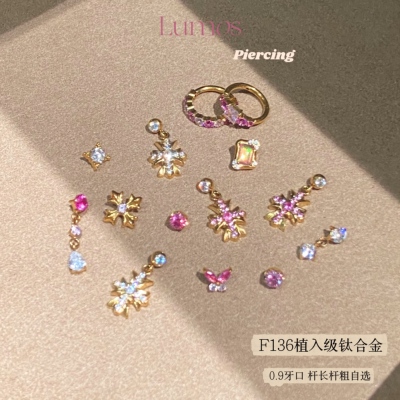 LumosPinkCross系列钛合金耳钉