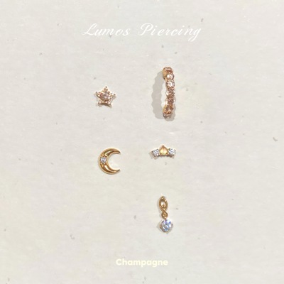 Lumos Champagne系列星星月亮内螺旋F136钛合金耳钉耳骨钉耳圈