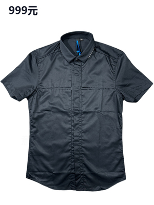 商场原999元男士纯棉短袖衬衫黑