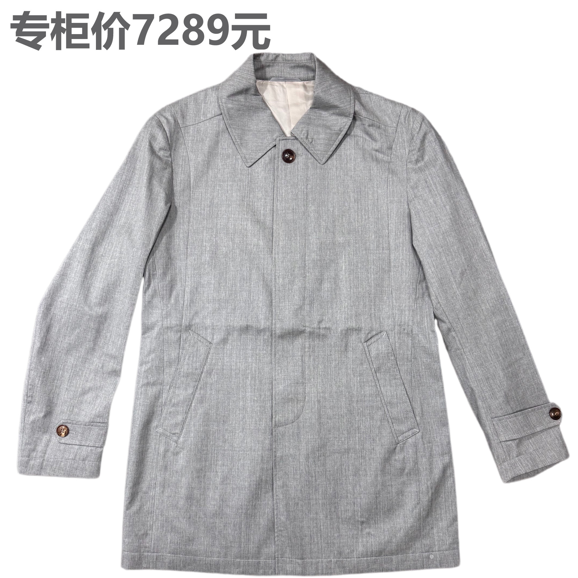 男士意大利纯羊商务翻领风衣
