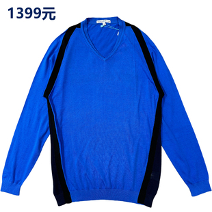 商场同款撤柜原1486元男士时尚圆领棉针织T恤 长袖舒适打底修身