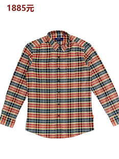 品牌正品撤柜1885元男士秋冬厚纯棉长袖衬衫商务休闲格子修身上班