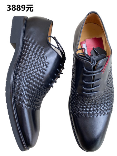正品3889元头层牛皮编织牛津鞋