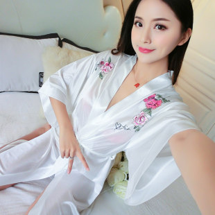 性感纯欲睡衣女士夏天洗澡穿的浴衣日式睡袍白色全透明超薄睡裙