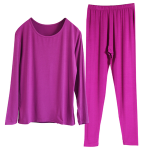 女超薄款秋衣秋裤中老年人莫木代尔加肥加大码竹纤维春秋内衣套装